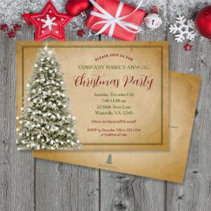 Julgran vid Parchment Elegant Party Inbjudningar
