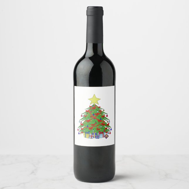 Julgran Vinflaska Etikett (Framsida)