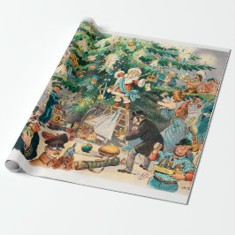 Julgran Vintage-julillustration Presentpapper