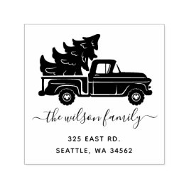 Julgran Vintage Lastbil Returadress Självfärgande Stämpel