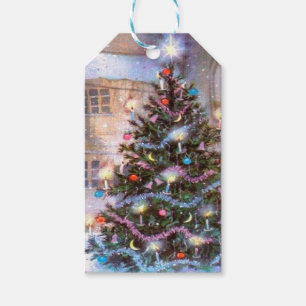 Julgran Vintage Presentetikett