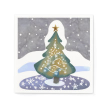 Julgran | Vintermålning i akvarell