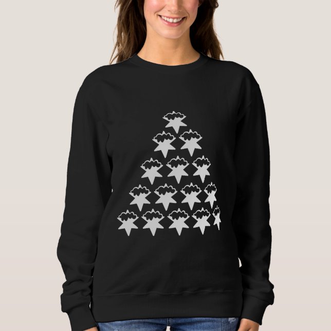 Julgran vit snöflingor söt t shirt (Framsida)