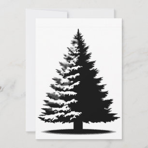 Julgran Vit & Svart Elegant Distressed Julkort