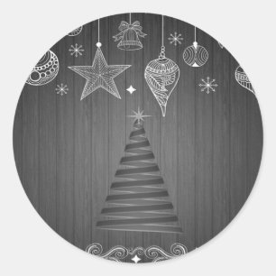 Julgran,Vita julgransornament Runt Klistermärke