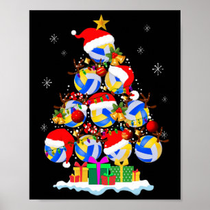 Julgran Volleyball Boll Santa Hat Funny Xma Poster