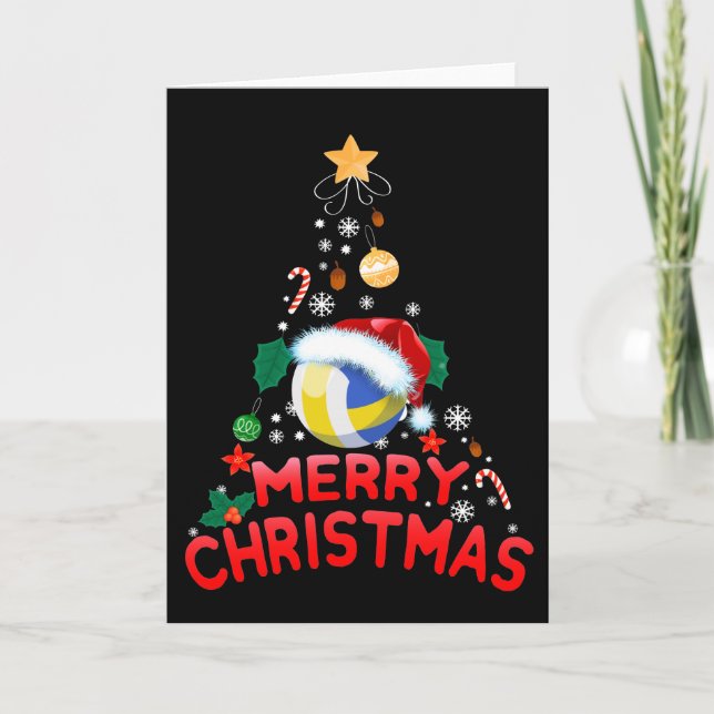 Julgran Volleyball Santa Hat 2021 Julafton Helgkort (Framsida)