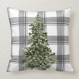 Julgran Watercolor Grått Black Padding Kudde