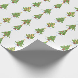 Julgran Watercolor Helgdag Festive Grönt Presentpapper