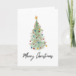 Julgran Watercolor Kort