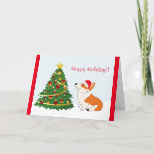 Julgran Welsh Corgi Tecknad Helgkort