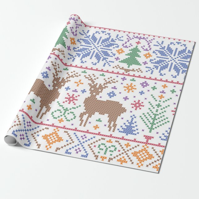 Julgran Winter Abstrakt Presentpapper (Utrullad)