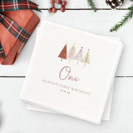 Julgran Winter Onederland Girl 1st Birthday Pappersservett