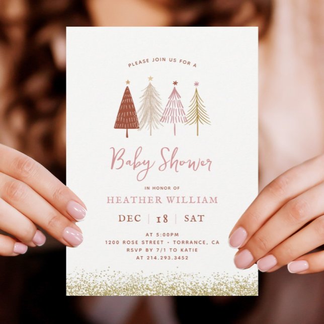 Julgran Winter Wonderland Girl Baby Shower Inbjudningar (Skapare uppladdad)