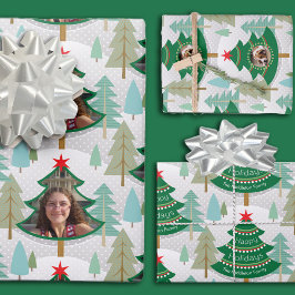 Julgran Woodland Photo Wrapping Pappra Lakan