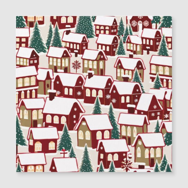 Julgran Xmas by snöbild svarsbrevkort Magnetisk Inbjudningskort (Framsida)
