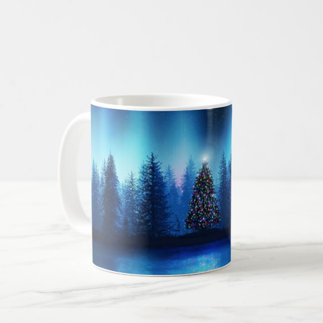 Julgran Xmas fridfull skog Kaffemugg (Framsida vänster)