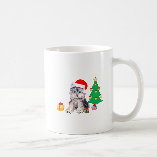 Julgran, Yorkshire puppy hund & gifts Kaffemugg (Höger)