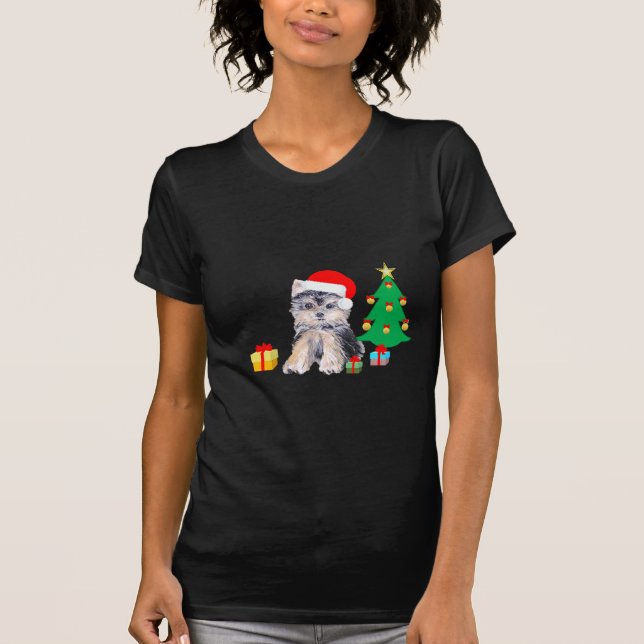 Julgran, Yorkshire valp & presenter Tee Shirt (Framsida)