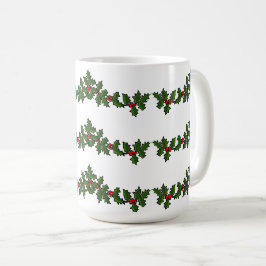 Julgranar av järnek Röd Grön Vit Kaffemugg