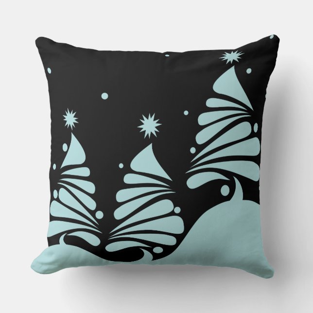 JULGRANAR Baby blue Retro Dekorativ kudde (Framsida)