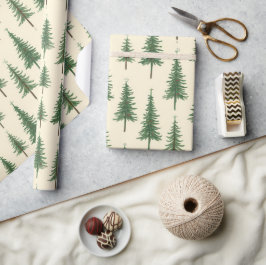 Julgranar Beige Akvarell Jul Högtid Presentpapper