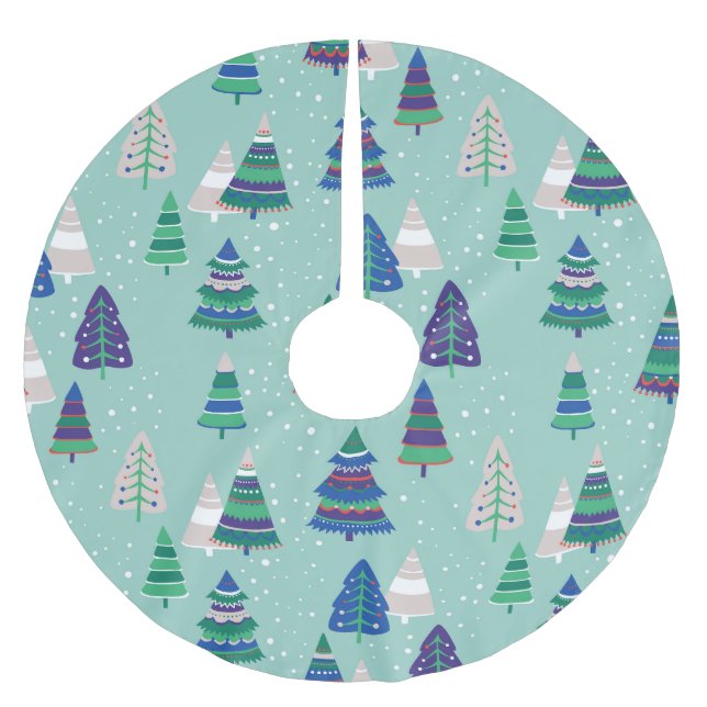 Julgranar, blå bakgrund julgransmatta borstad polyester (Framsidan)