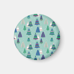 Julgranar, blå bakgrund magnet