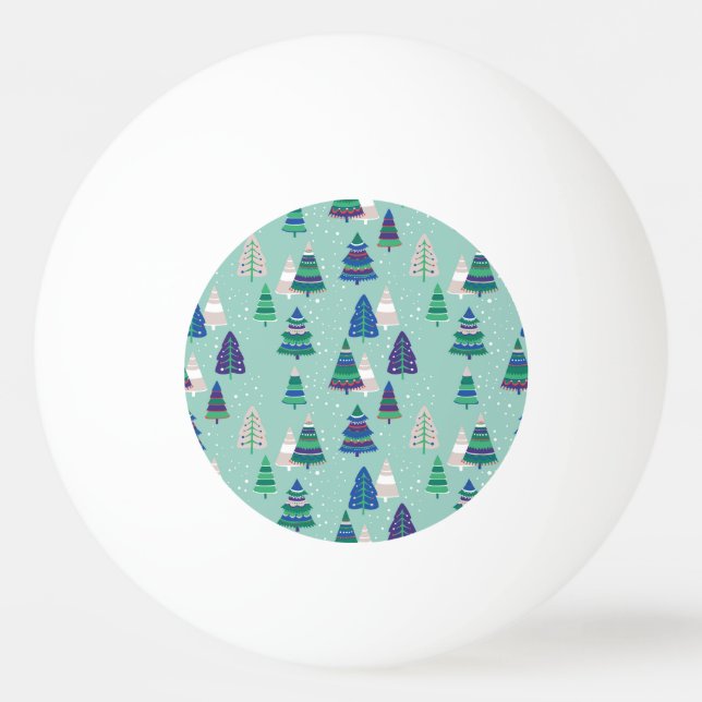 Julgranar, blå bakgrund pingisboll (Framsidan)