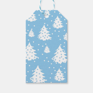 Julgranar Blue White Mönster Presentetikett