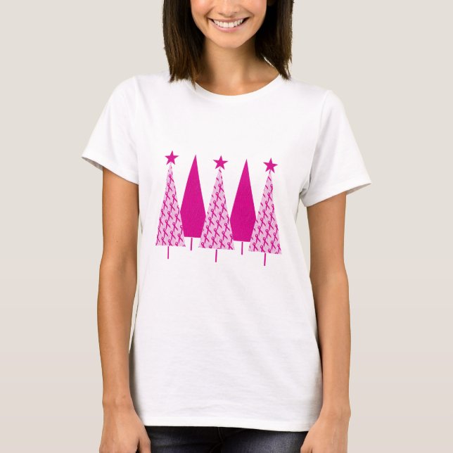 Julgranar - bröstcancerrosaband tröja (Framsida)