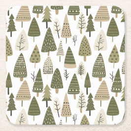 Julgranar brun och grönt underlägg papper kvadrat