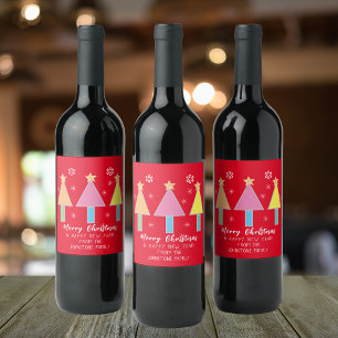 Julgranar Coola Art Personlig Namn Red Vinflaska Etikett