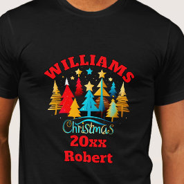 Julgranar dekorerad familj namn redigerbar t shirt