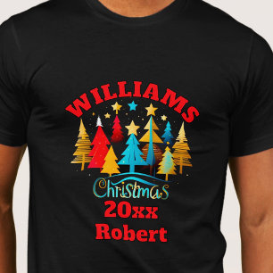Julgranar dekorerad familj namn redigerbar t shirt