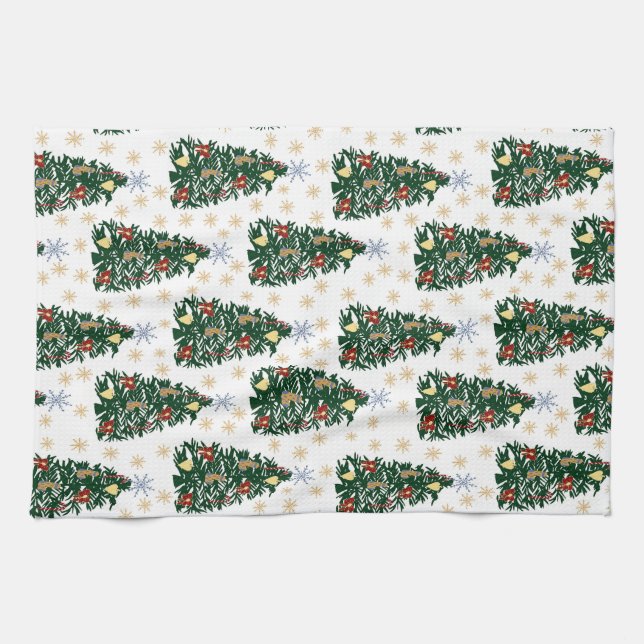 Julgranar - Festive helgdag Kökshandduk (Horisontell)