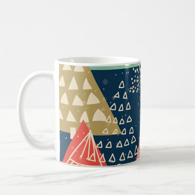 Julgranar Festive Seamless Illustration Kaffemugg (Vänster)