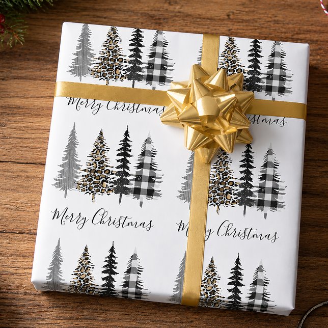 Julgranar för bondgård presentpapper (Glam Farmhouse Christmas Wrapping Paper)