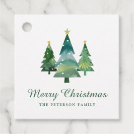 Julgranar för vattenfärg i elegant gåvor etiketter