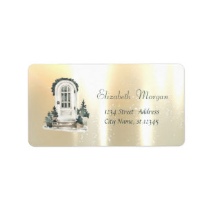 Julgranar Front Door Guld Adressetikett