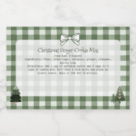 Julgranar Grönt Gingham Baking Mix Mat Etiketter