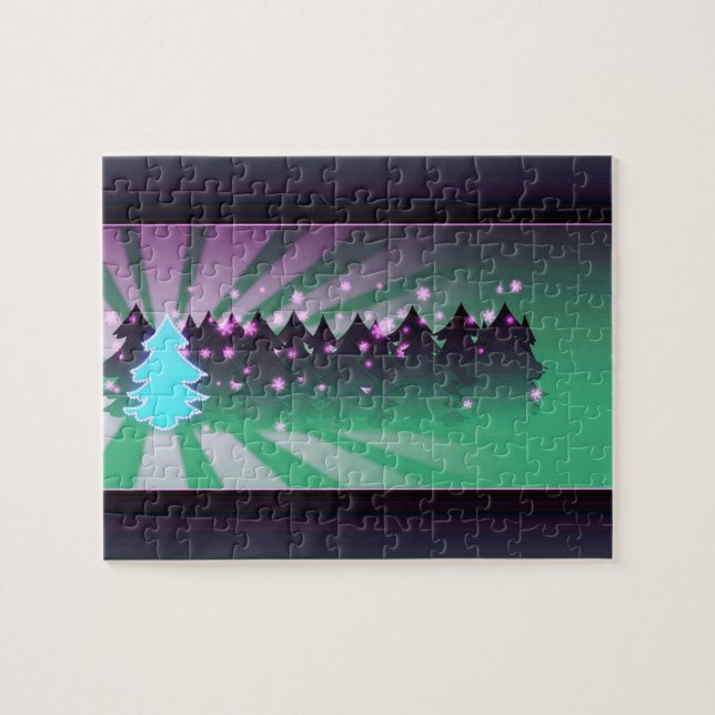 Julgranar Gröntens skuggor Pussel (Horisontell)