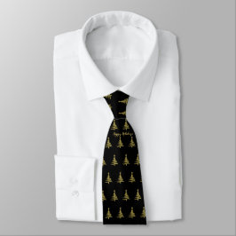Julgranar Guld på Black Neck Tie Slips