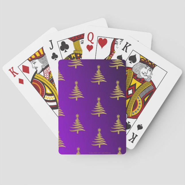 Julgranar Guld på Lila Spel Kort (Baksidan)