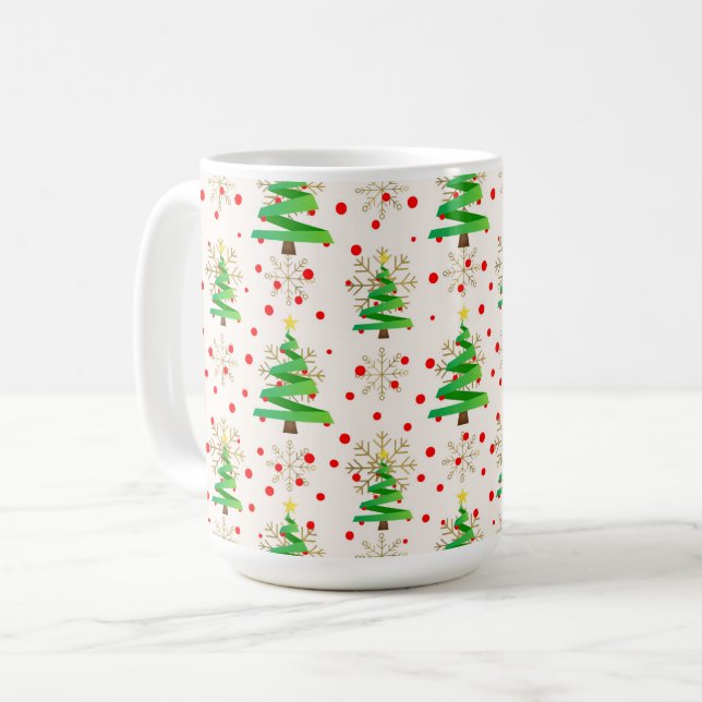 Julgranar & Guld Snöflingor Kaffemugg (Framsida vänster)