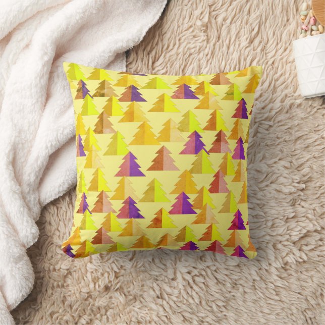 Julgranar Gult Dekorativ kudde (Filt)