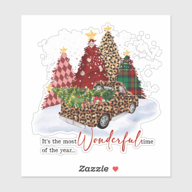 Julgranar Höckertid Retro Klistermärken (Ark)