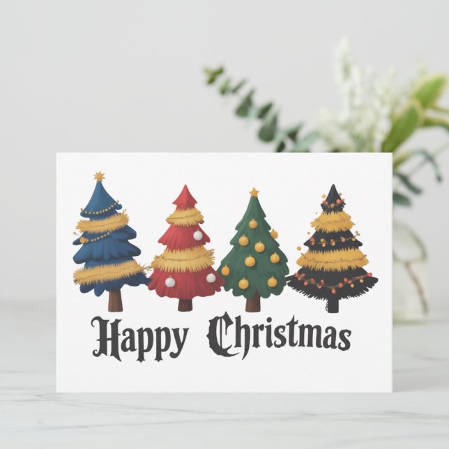 Julgranar Holiday Glad Jul Grunge Julkort (Stående Fram)