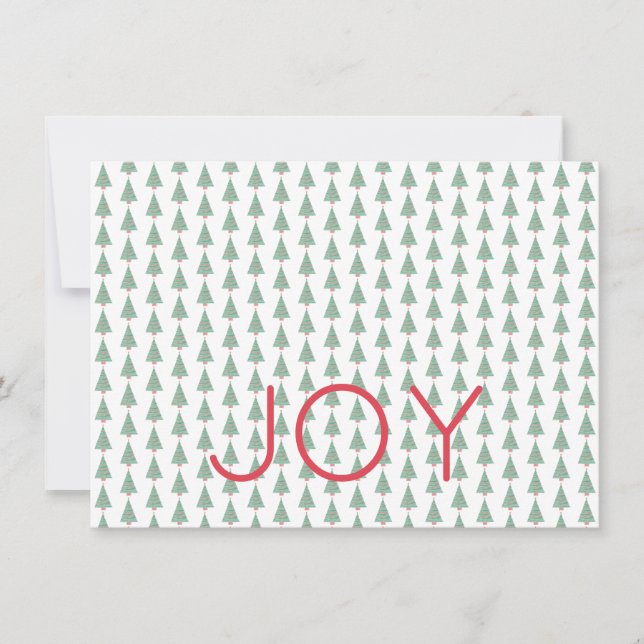 Julgranar Holiday JOY Röda Gröna Vita  Julkort (Framsida)