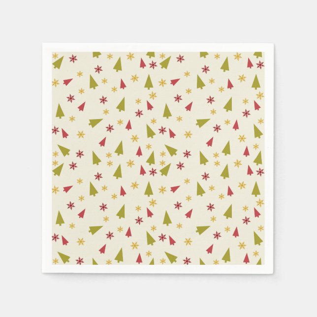 Julgranar i Röd och Grönt med stjärnor Pappersservett (Framsidan)